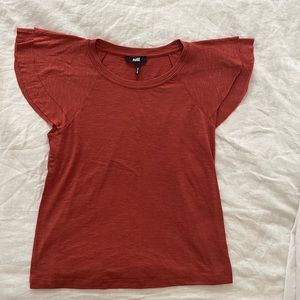 BRAND NEW tags just fell off Paige rust tshirt with flouncy shoulder detail